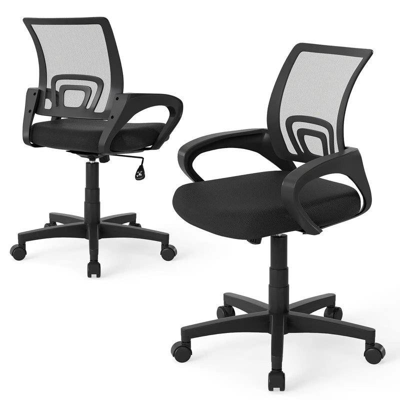 Mid-Back Mesh Office Chair Ergonomic Computer Chair with Lumbar Support-Black by DirectDeals