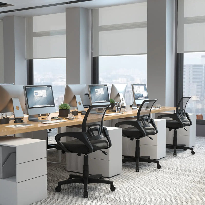 Mid-Back Mesh Office Chair Ergonomic Computer Chair with Lumbar Support-Black by DirectDeals