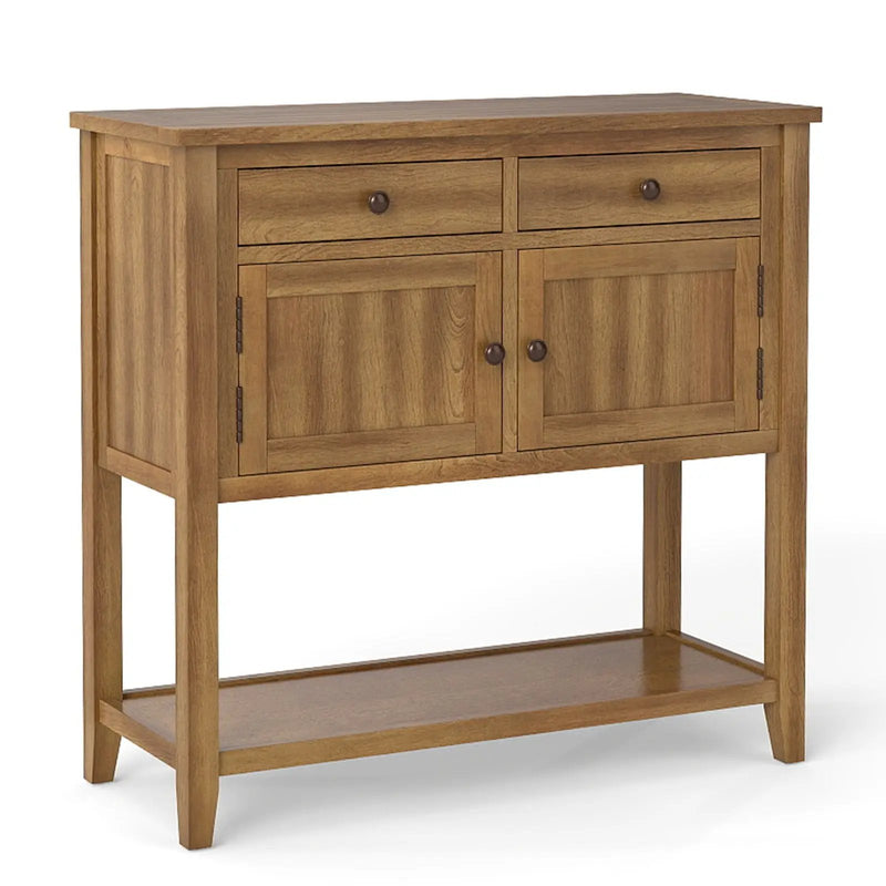 Mid-Century Console Table Wood Coffee Bar Buffet Sideboard with 2 Drawers-Walnut by DirectDeals