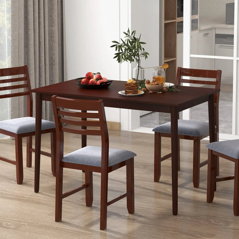 48 Inches Mid Century Dining Table for 4 with Rubber Wood Legs-Brown by DirectDeals