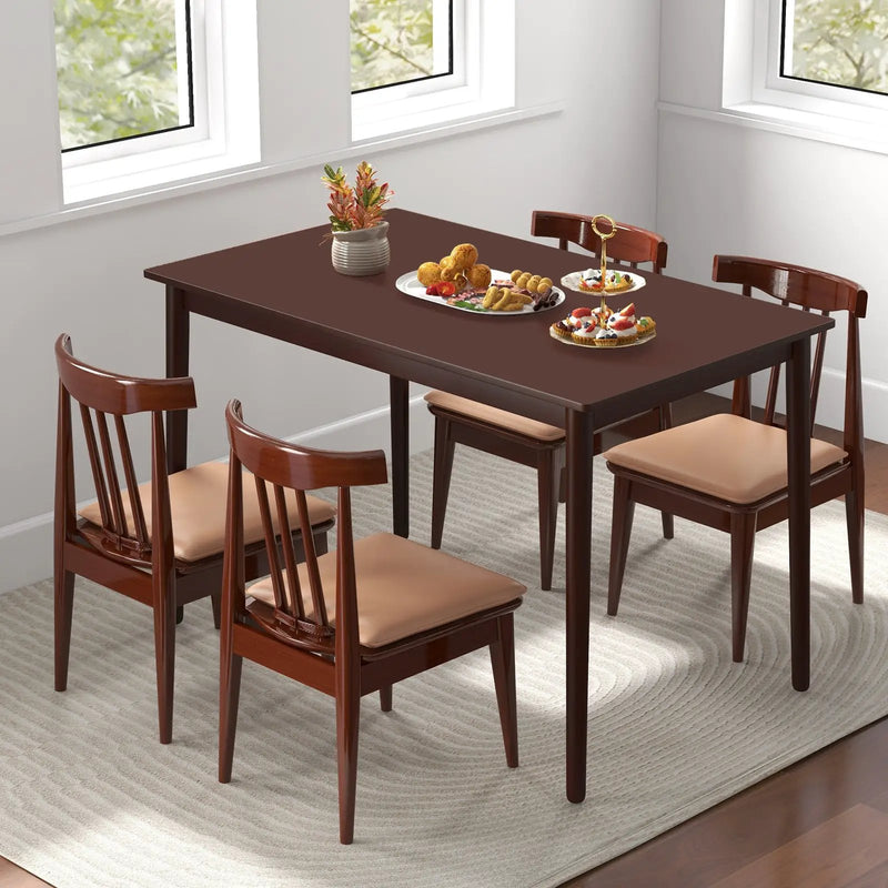 48 Inches Mid Century Dining Table for 4 with Rubber Wood Legs-Brown by DirectDeals