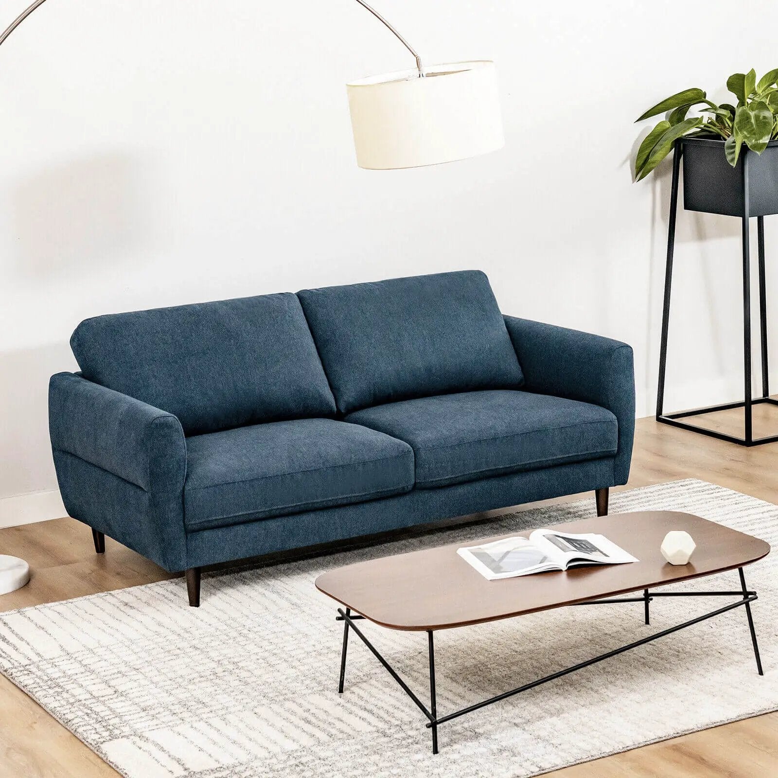 72 Inch Small Fabric Loveseat Sofa Couch with Wood Legs by DirectDeals