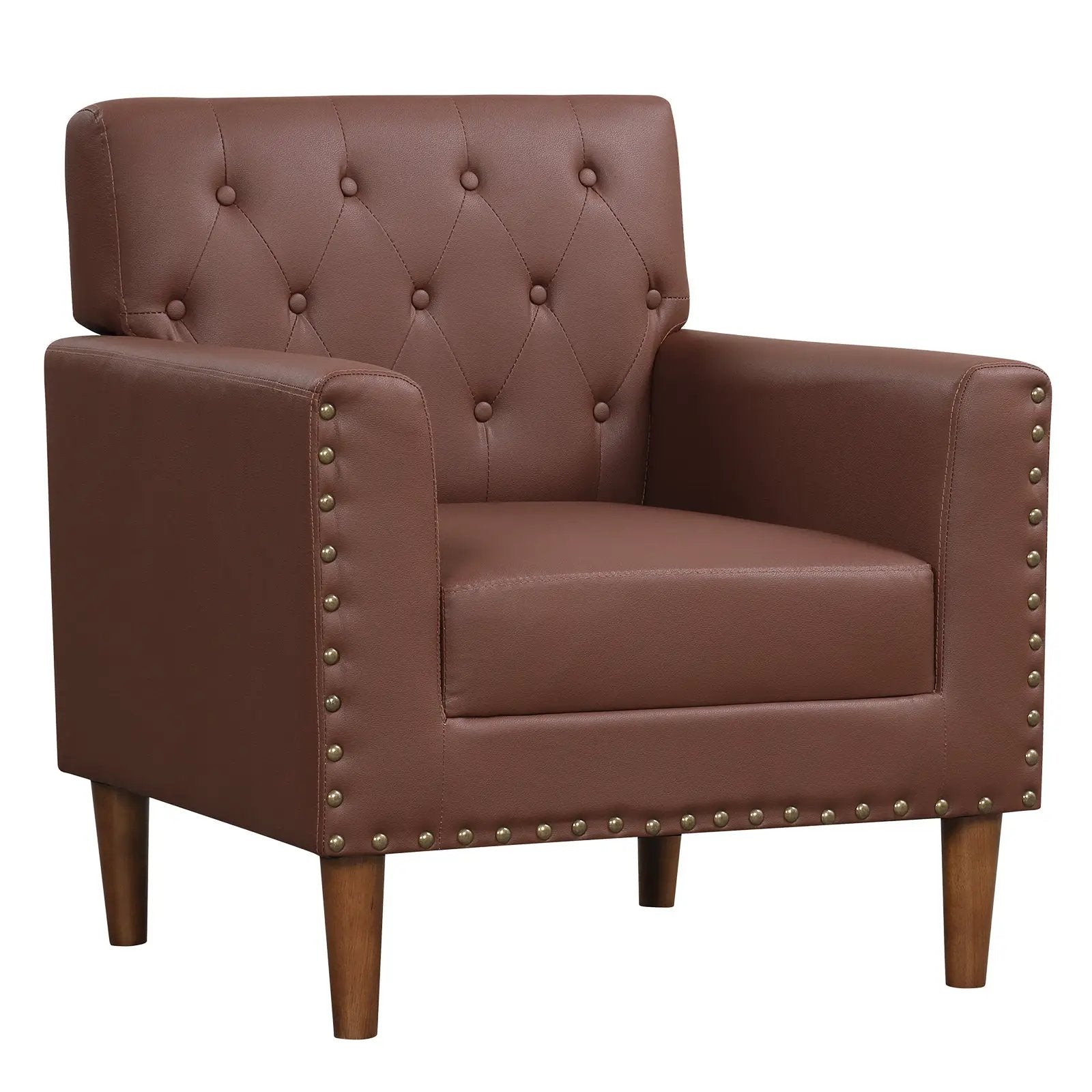 Mid Century Modern Accent Chair with Button Tufted Decoration and Rivets by DirectDeals