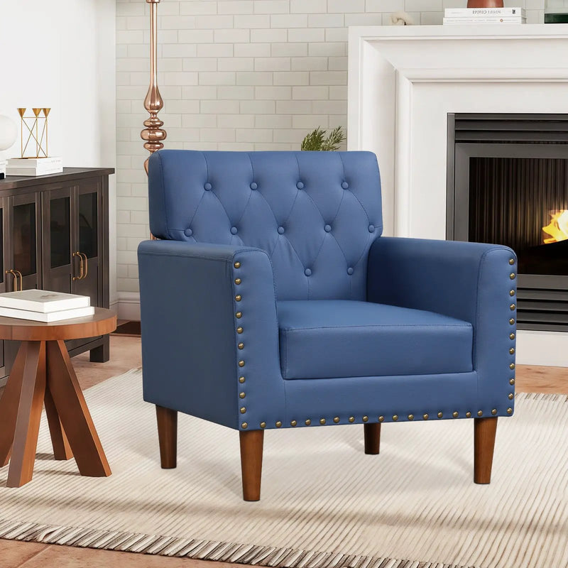 Mid Century Modern Accent Chair with Button Tufted Decoration and Rivets by DirectDeals