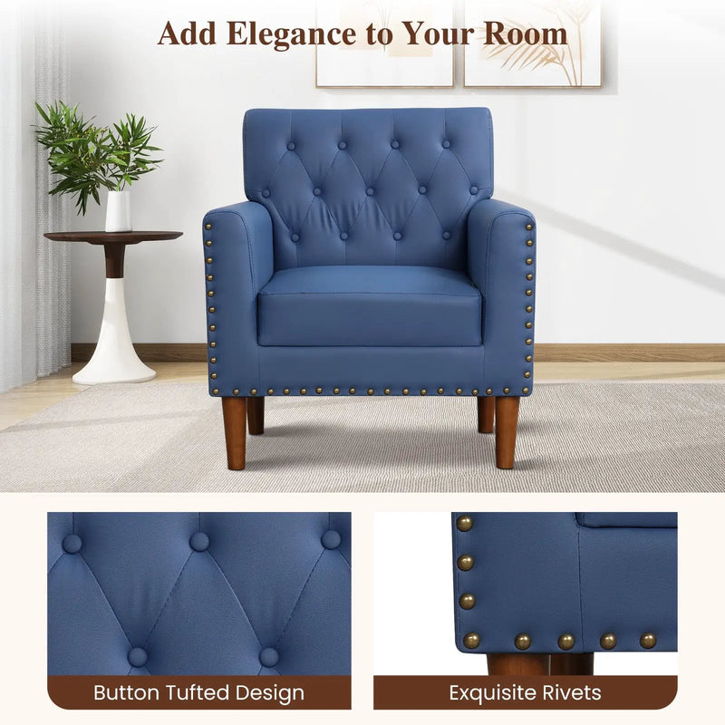 Mid Century Modern Accent Chair with Button Tufted Decoration and Rivets by DirectDeals