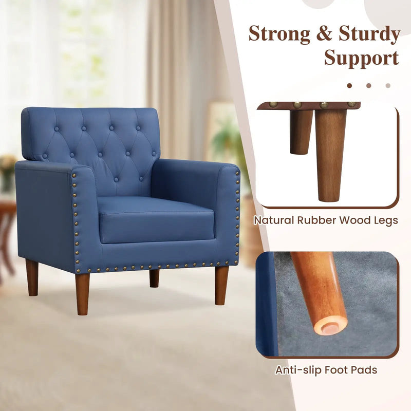 Mid Century Modern Accent Chair with Button Tufted Decoration and Rivets by DirectDeals