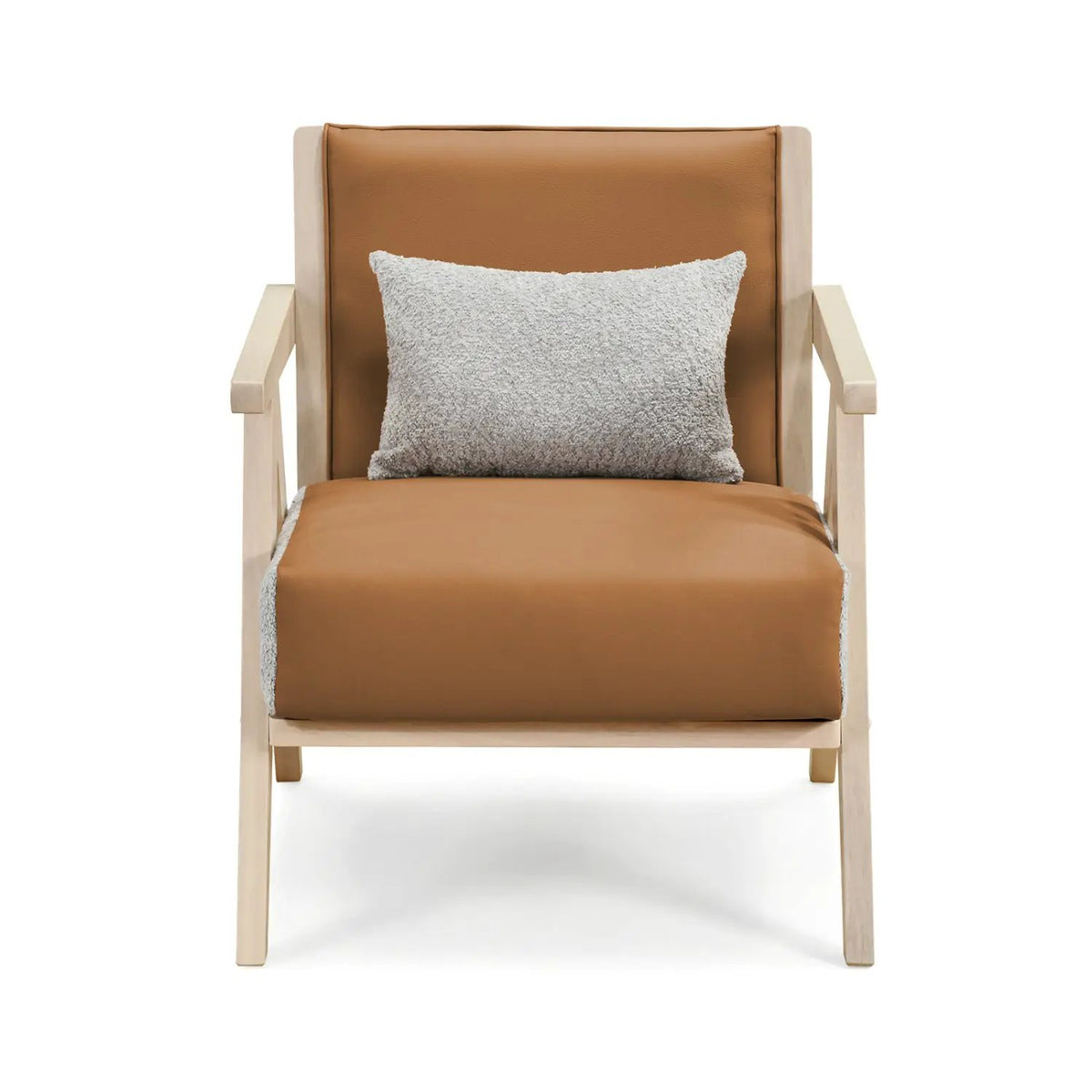 Mid-Century Modern Accent Chair Artificial Leather Sofa Chair with Rubber Wood Frame by DirectDeals
