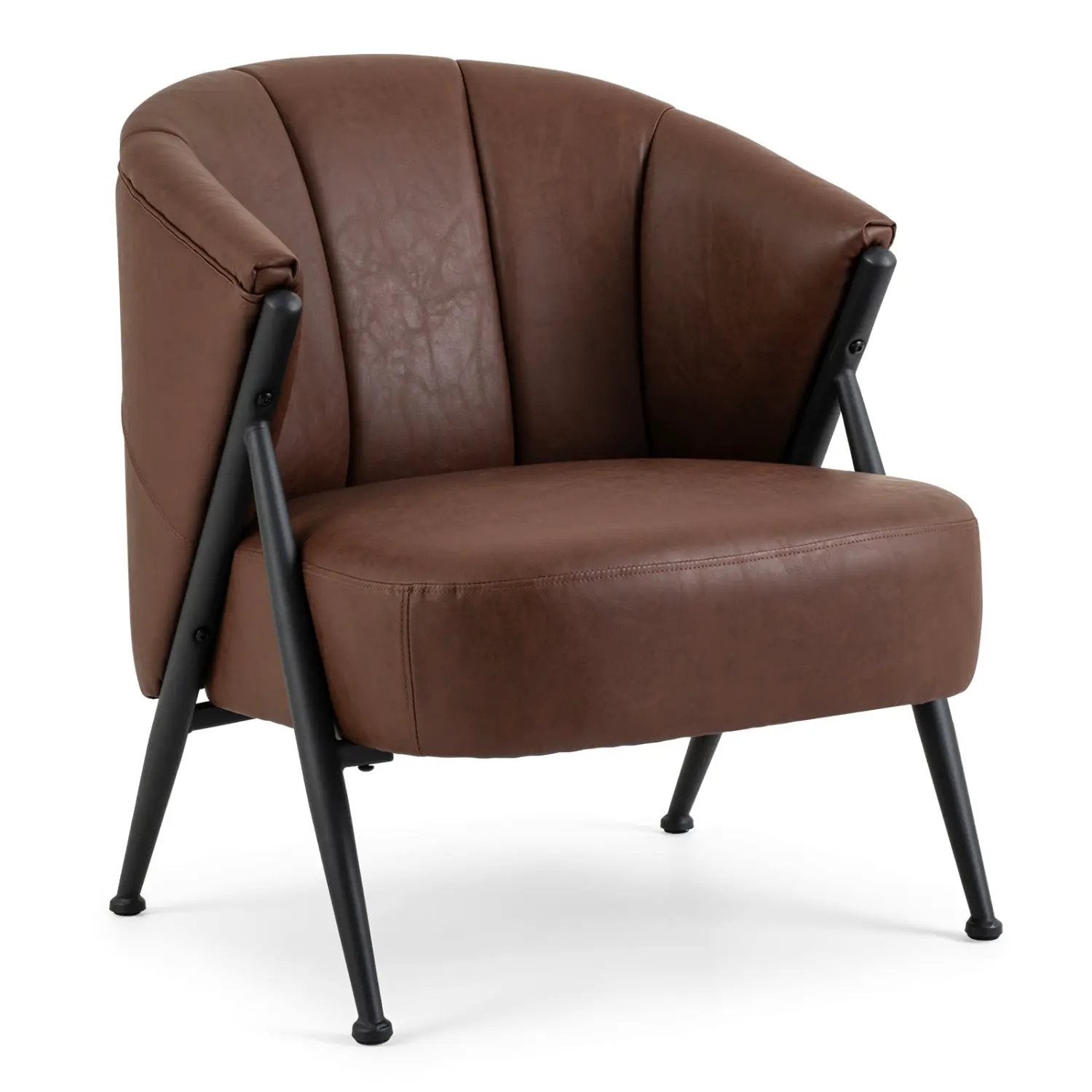 Mid Century Accent Chair with Curved Backrest - Brown by DirectDeals