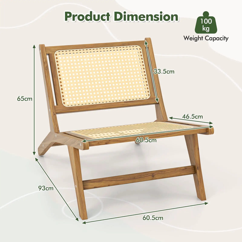 Mid Century Modern Accent Chair Farmhouse Handwoven Rattan Chair with Ottoman by DirectDeals