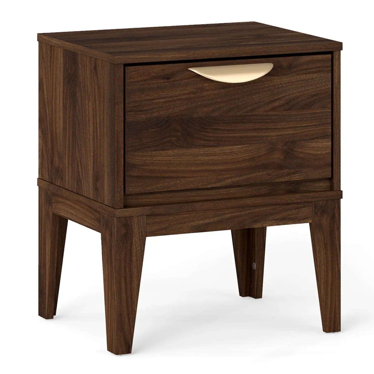 Mid Century Modern Bedside Table with Drawer and Tapered Support Feet for Bedroom by DirectDeals