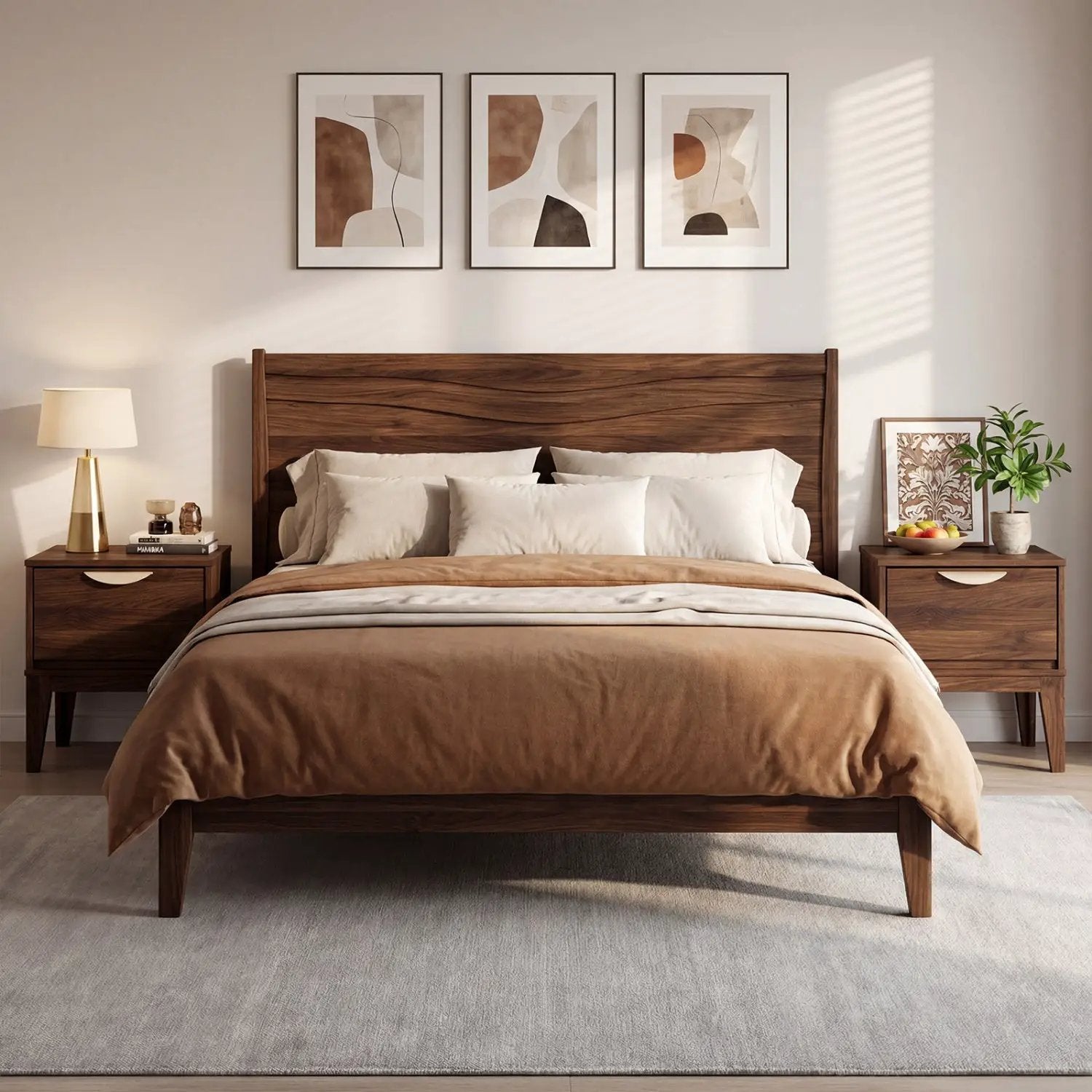 Mid Century Modern Bedside Table with Drawer and Tapered Support Feet for Bedroom by DirectDeals