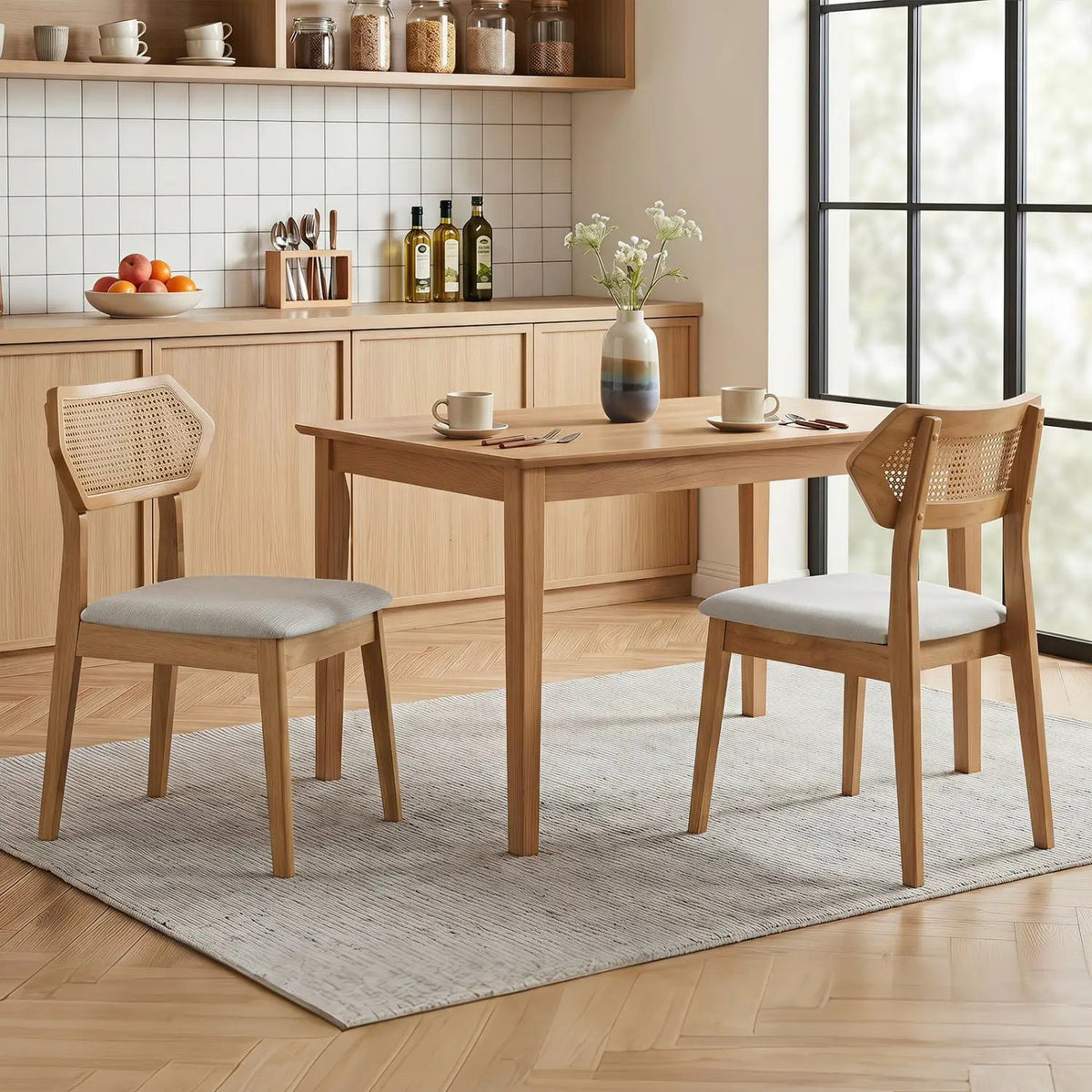 Rattan Dining Chairs Set of 4 with Curved Back by DirectDeals