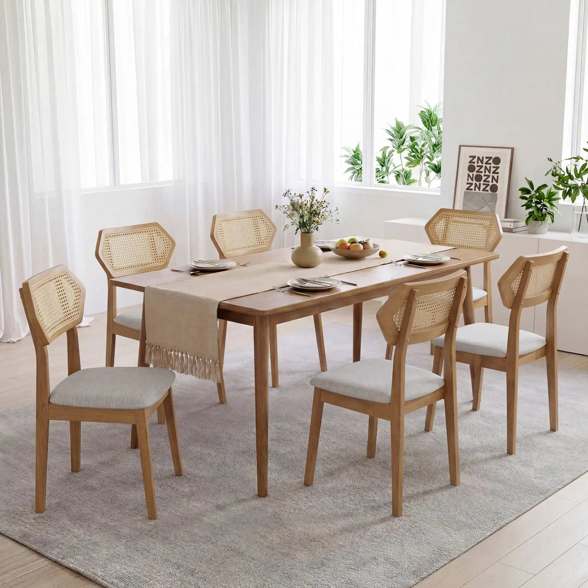 Rattan Dining Chairs Set of 4 with Curved Back by DirectDeals