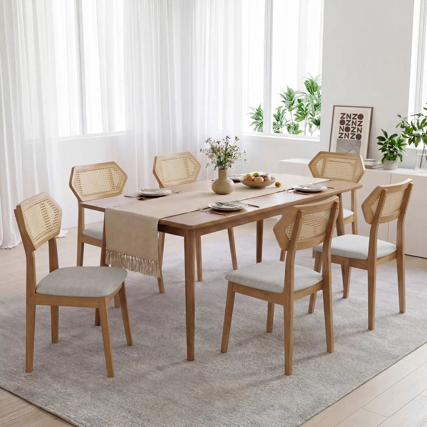 Rattan Dining Chairs Set of 4 with Curved Back by DirectDeals