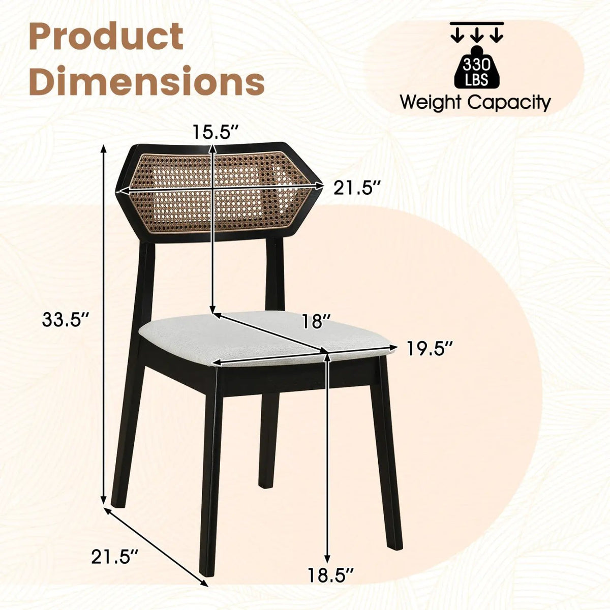 Rattan Dining Chairs Set of 4 with Curved Back by DirectDeals