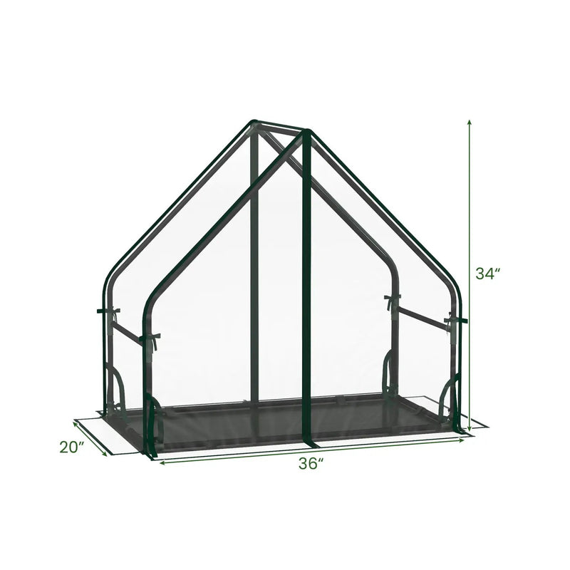 Mini Green House Metal Frame with Waterproof Bottom Mat and Wind Ropes by DirectDeals