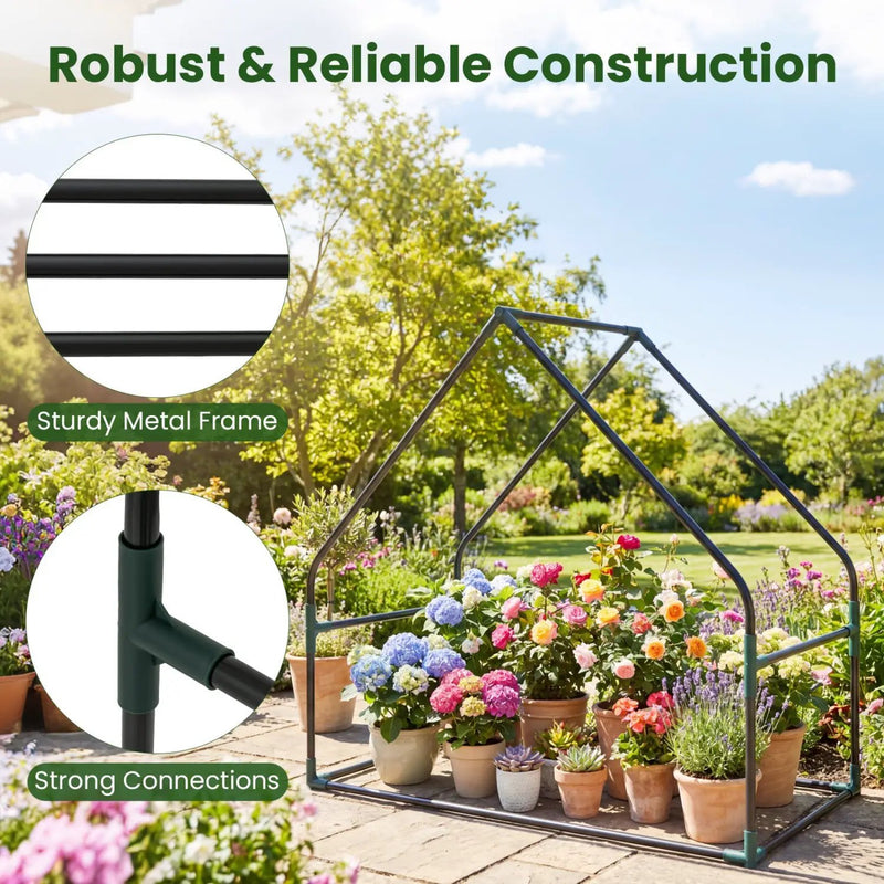 Mini Green House Metal Frame with Waterproof Bottom Mat and Wind Ropes by DirectDeals