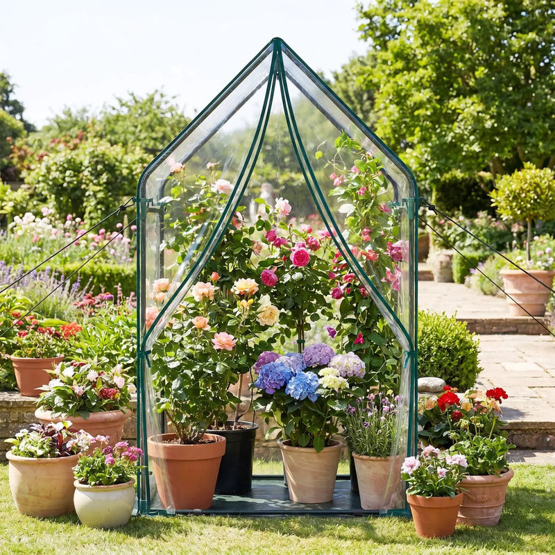 Mini Green House Metal Frame with Waterproof Bottom Mat and Wind Ropes by DirectDeals
