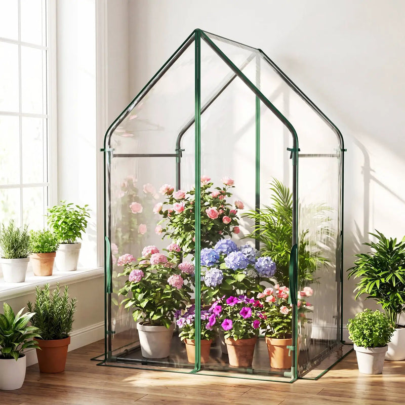 Mini Green House Metal Frame with Waterproof Bottom Mat and Wind Ropes by DirectDeals