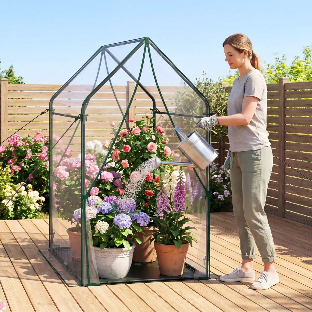 Mini Greenhouse with Metal Frame and Waterproof Cover by DirectDeals