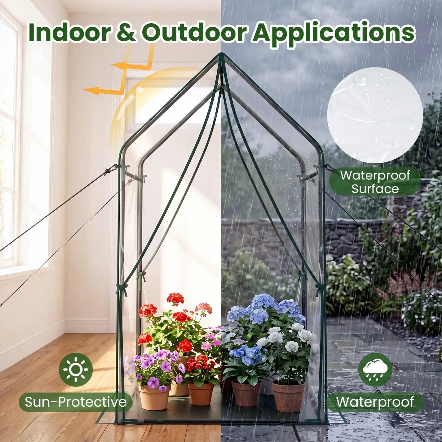 Mini Greenhouse with Metal Frame and Waterproof Cover by DirectDeals