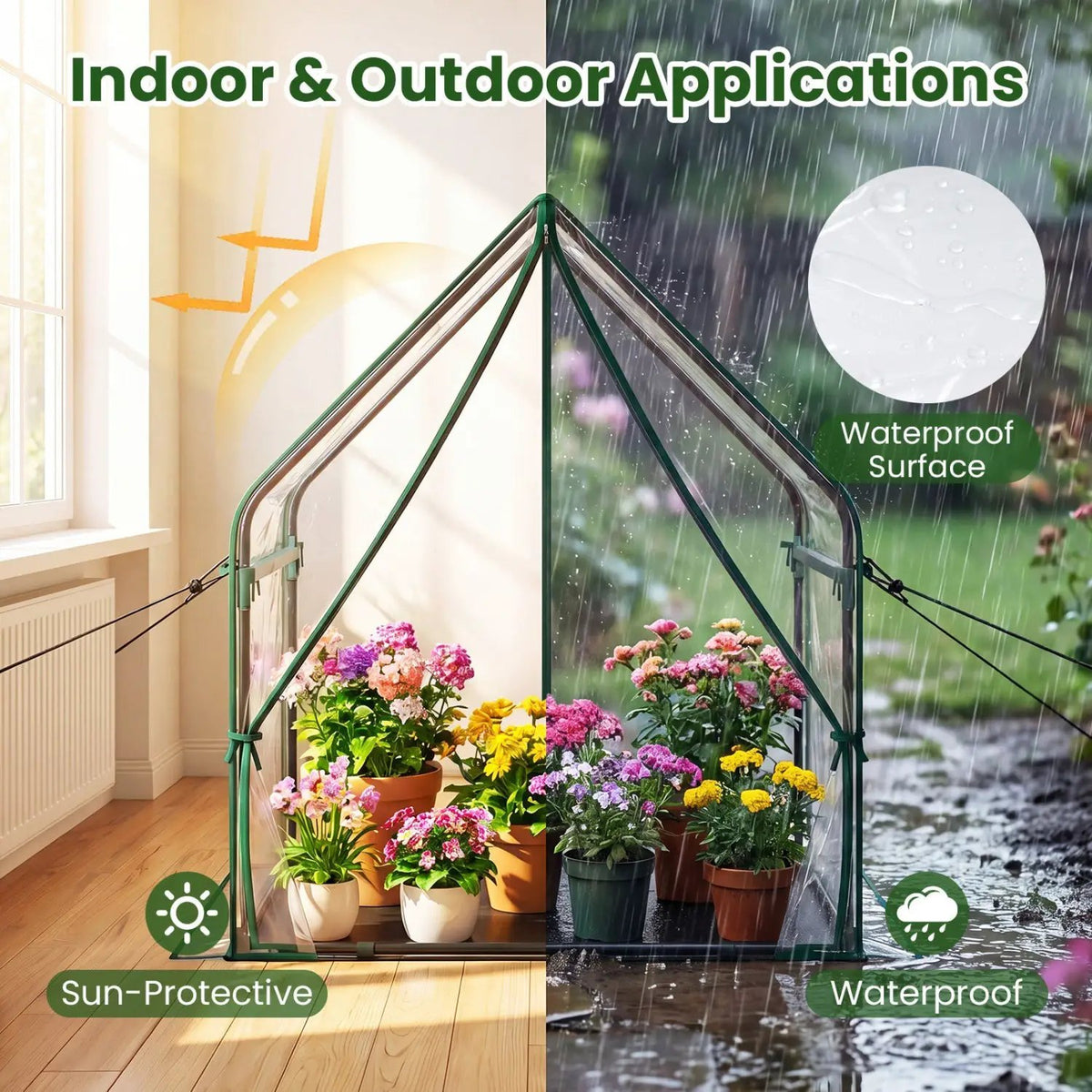 Mini Greenhouse with Metal Frame and Waterproof Cover by DirectDeals