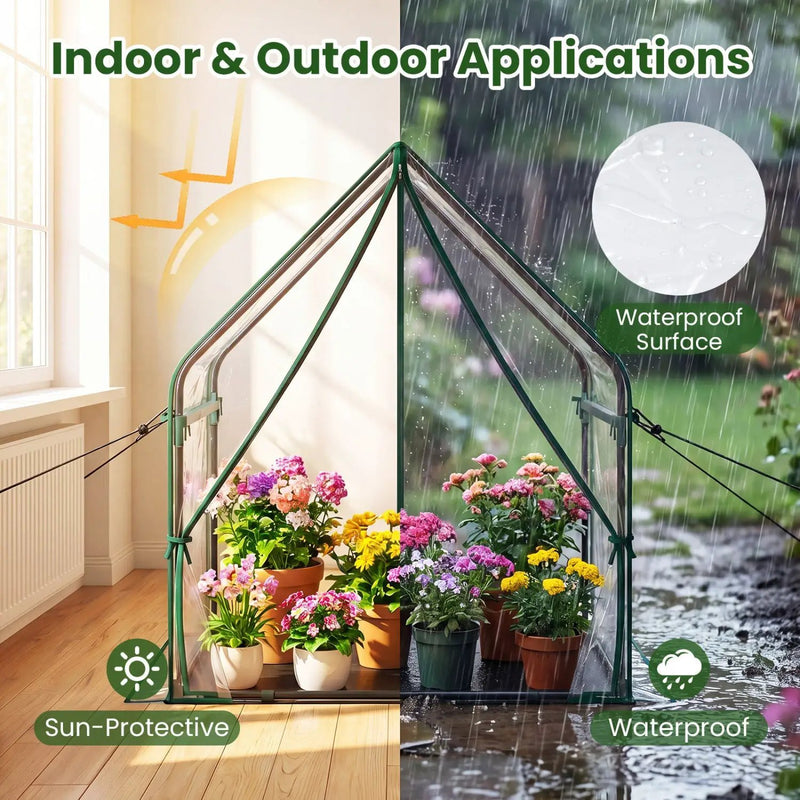 Mini Greenhouse with Metal Frame and Waterproof Cover by DirectDeals