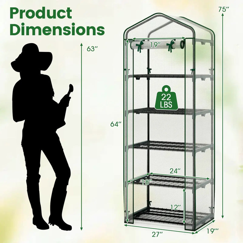 Mini Greenhouse Portable Plant Grow House with 5 Tier Shelves by DirectDeals