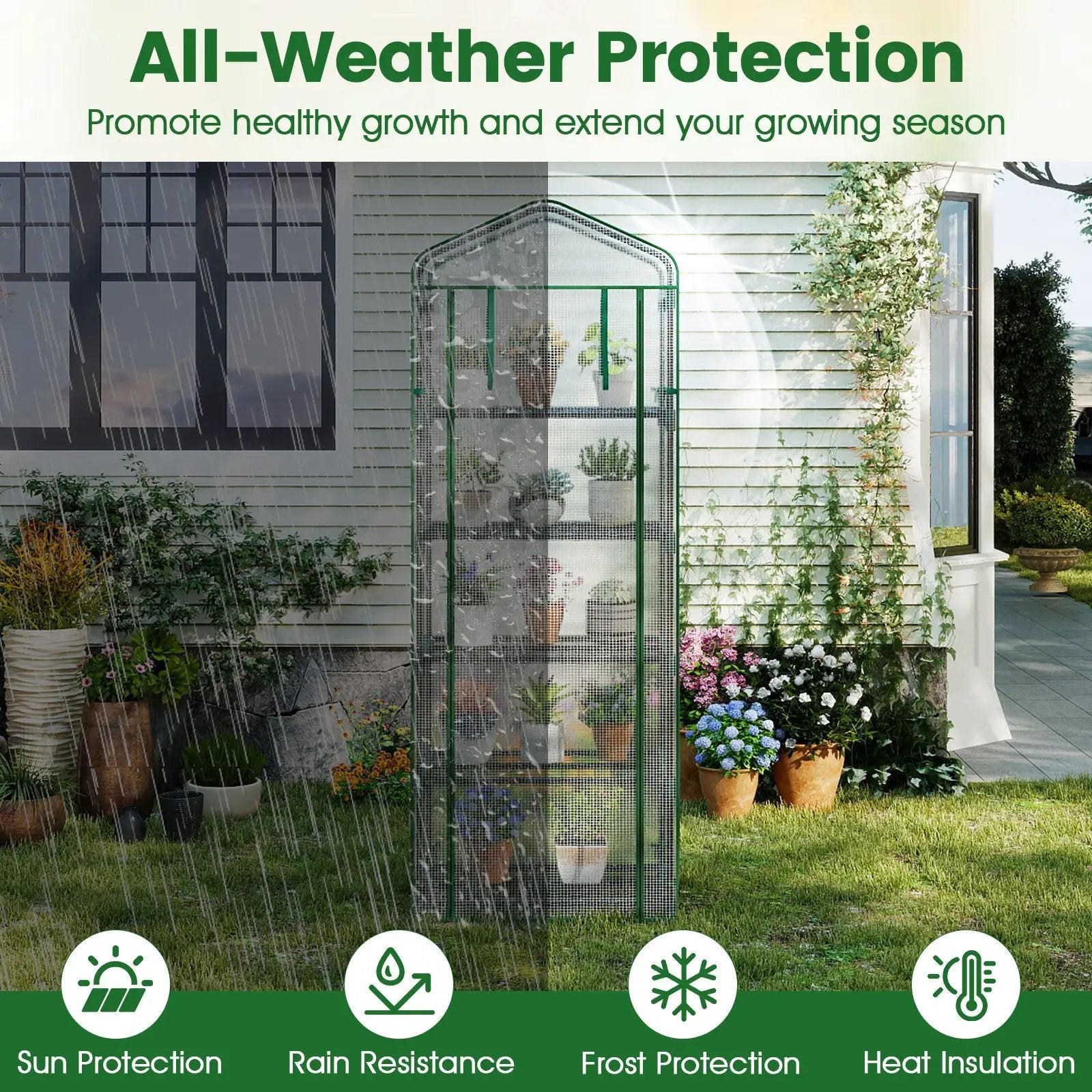 Mini Greenhouse Portable Plant Grow House with 5 Tier Shelves by DirectDeals