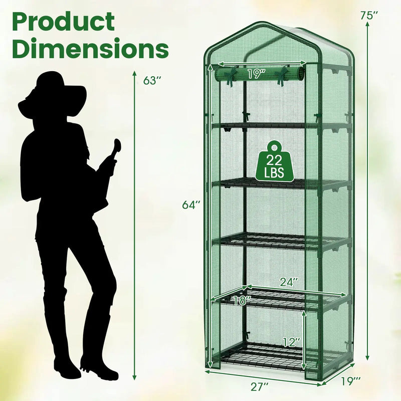Mini Greenhouse Portable Plant Grow House with 5 Tier Shelves by DirectDeals