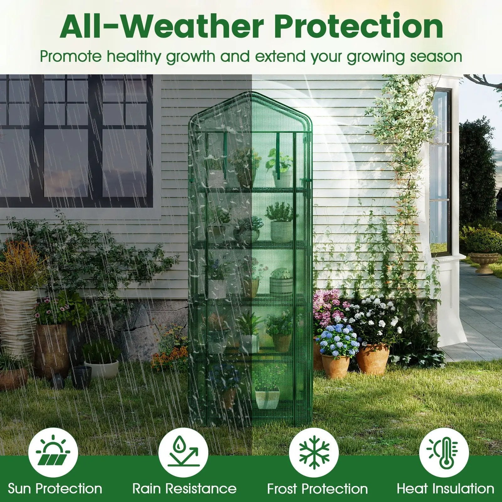 Mini Greenhouse Portable Plant Grow House with 5 Tier Shelves by DirectDeals