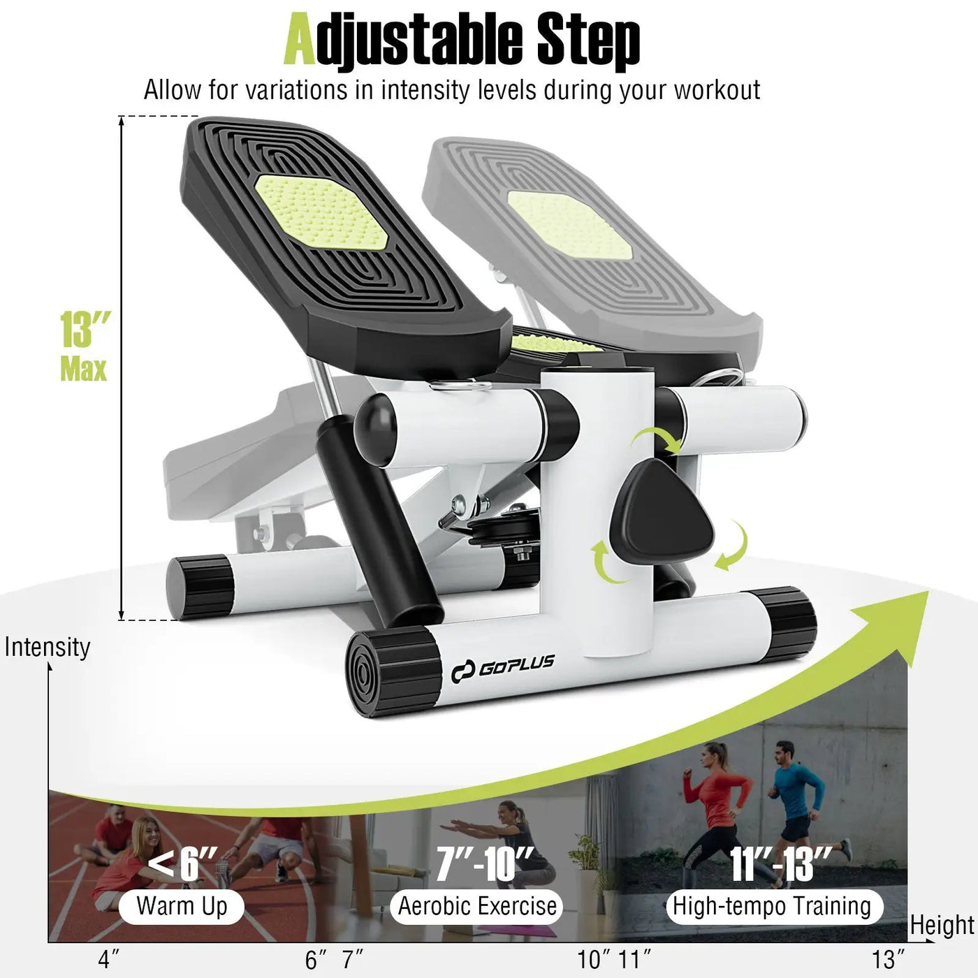 Mini Stepper with Resistance Bands and Adjustable Height for Exercise at Home by DirectDeals