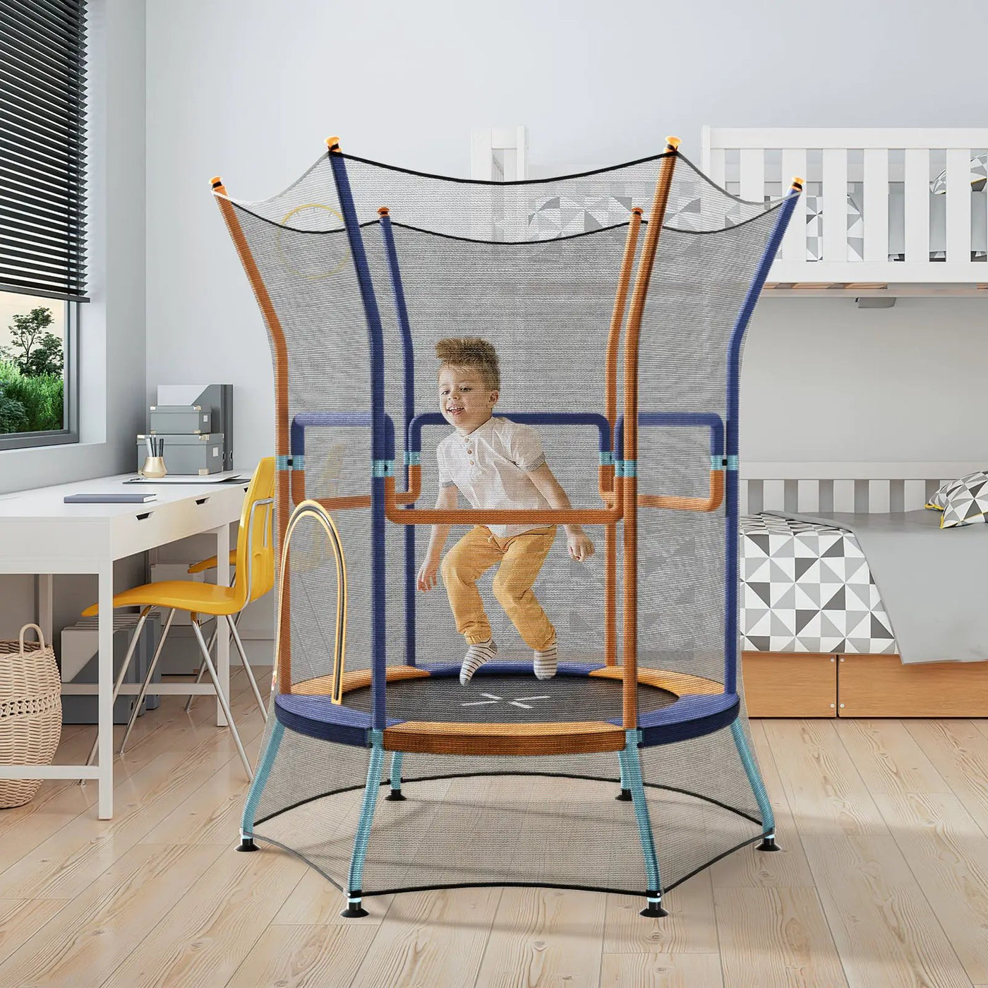 Mini Trampoline for Kids with Safety Enclosure Net and Foam Handles by DirectDeals