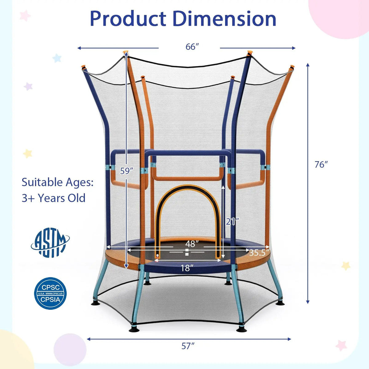 Mini Trampoline for Kids with Safety Enclosure Net and Foam Handles by DirectDeals