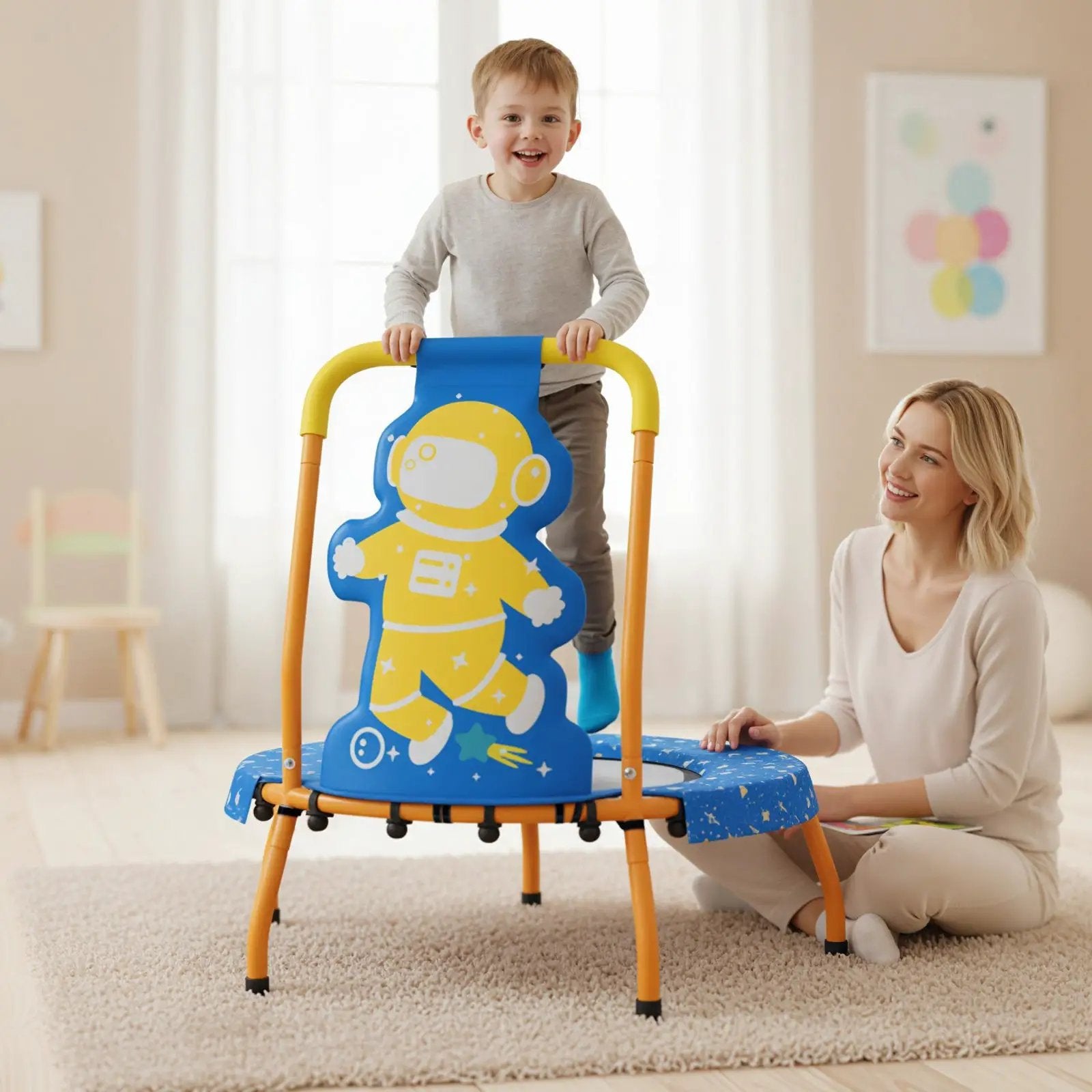 Mini Trampoline for Toddlers with Foam Padded Handle and Safety Padded Cover by DirectDeals