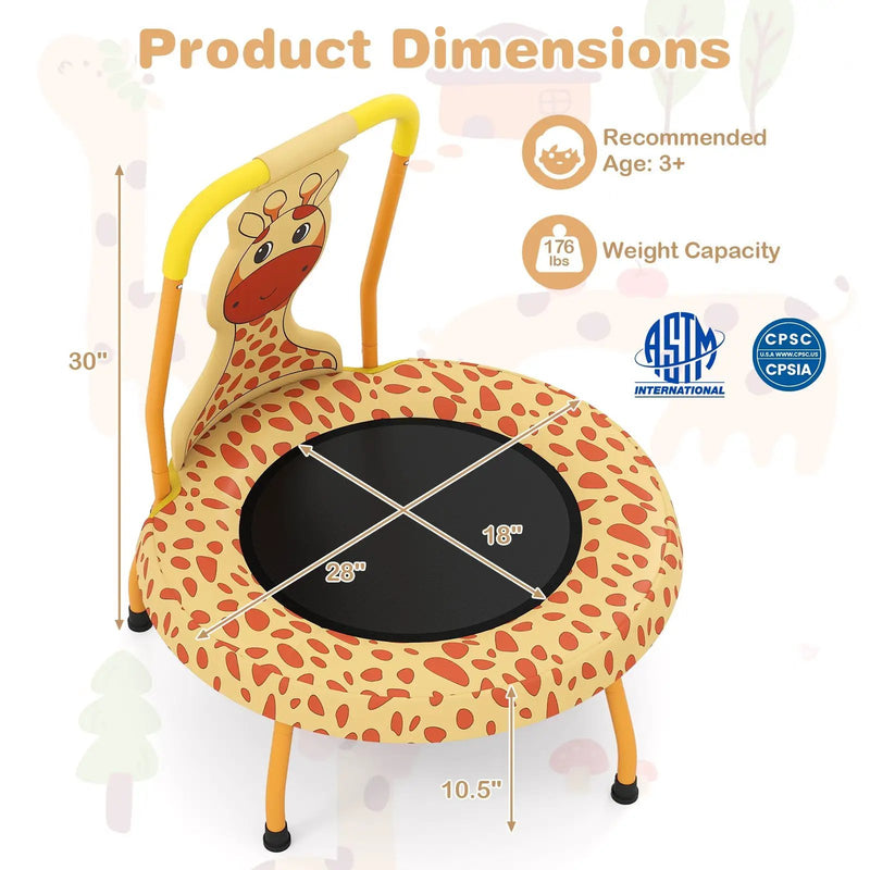 Mini Trampoline for Toddlers with Foam Padded Handle and Safety Padded Cover by DirectDeals