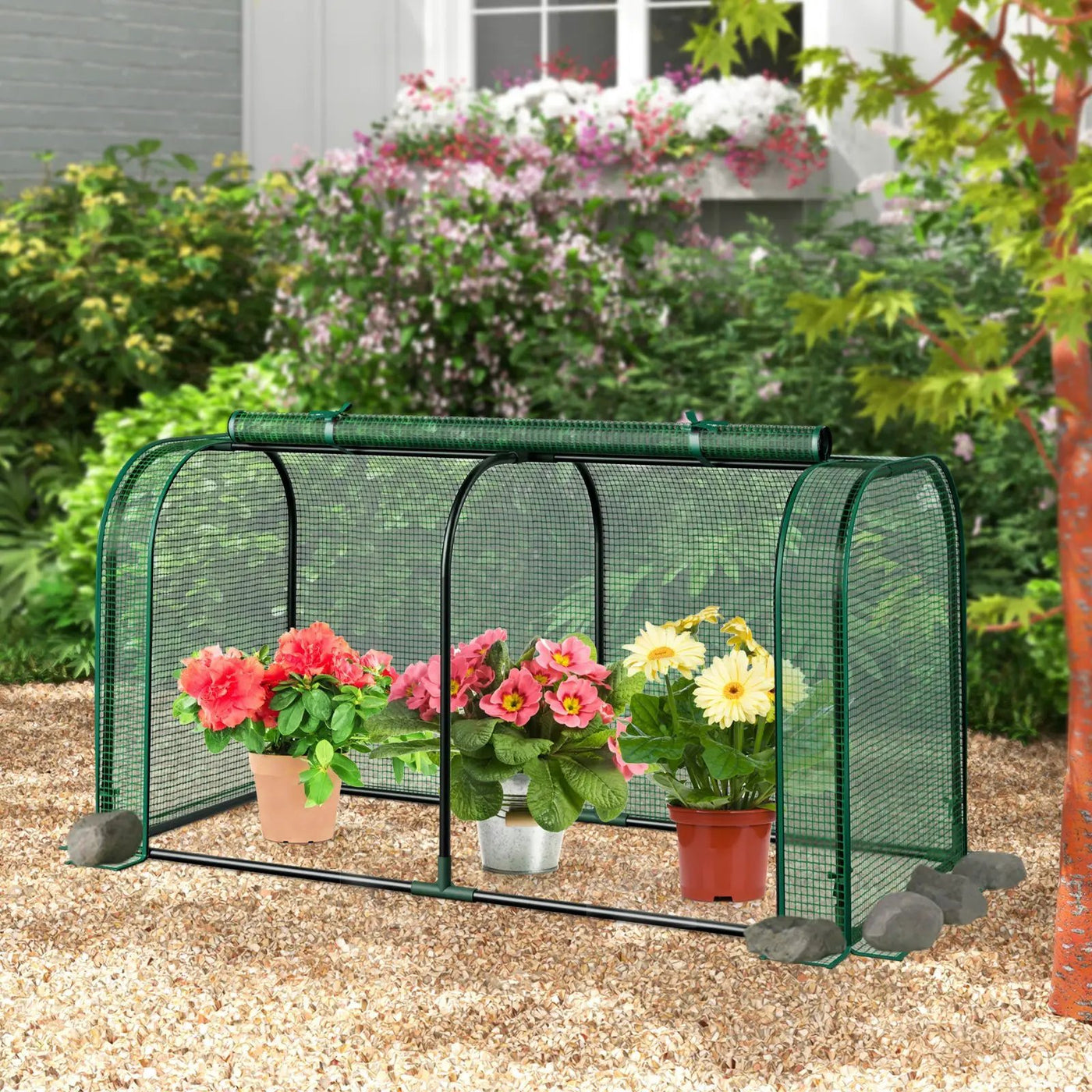 Mini Tunnel Greenhouse with Roll-up Zipper Door by DirectDeals