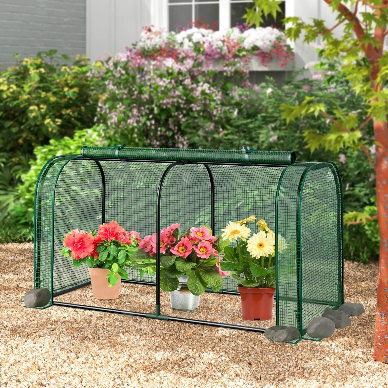 Mini Tunnel Greenhouse with Roll-up Zipper Door by DirectDeals