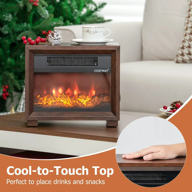 Mini Wooden Space Tabletop Fireplace with Realistic Flame Effect by DirectDeals