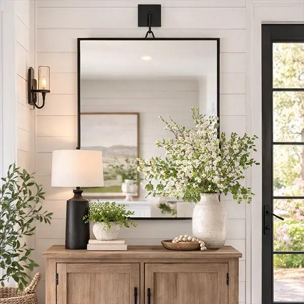 Architectural Black Iron Tripod Wall Mirror | Modern Statement Piece by Decor Steals