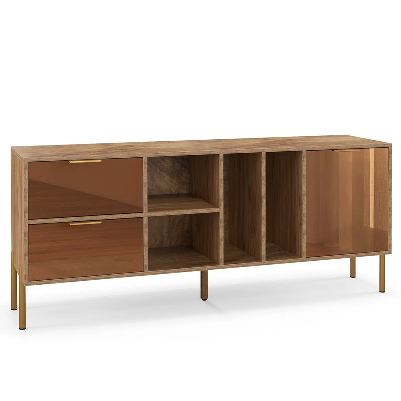 Mirrored Buffet Cabinet with 2 Drawers and 1 Door for Living Room-Natural by DirectDeals