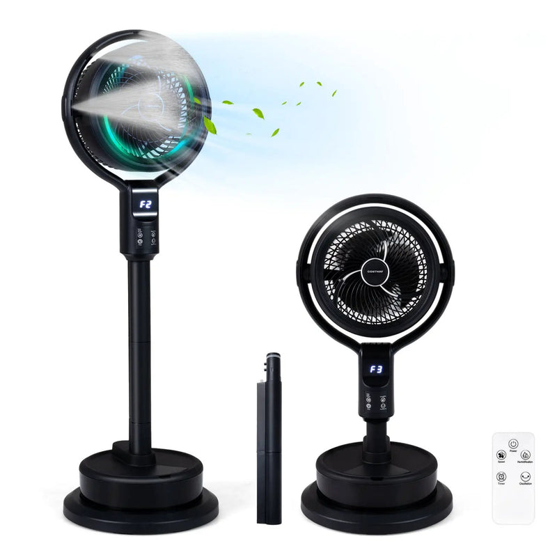 Misting Pedestal Fan Air Circulator with 90° Auto Oscillation Floor Standing Fan with 8 Speeds by DirectDeals