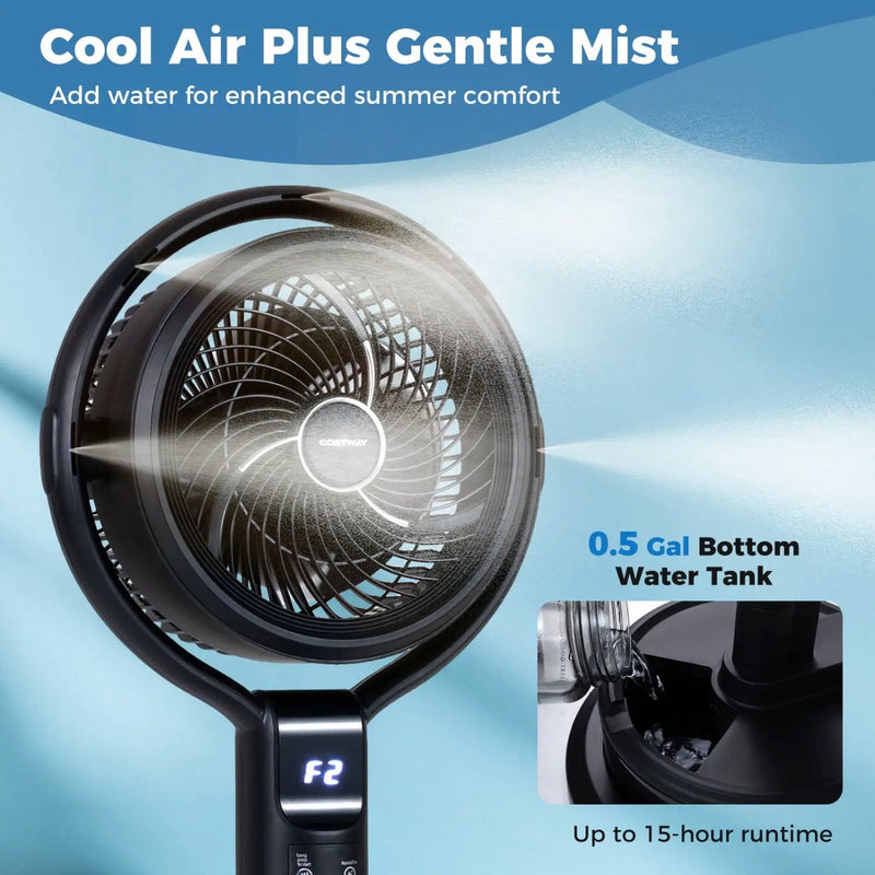 Misting Pedestal Fan Air Circulator with 90° Auto Oscillation Floor Standing Fan with 8 Speeds by DirectDeals