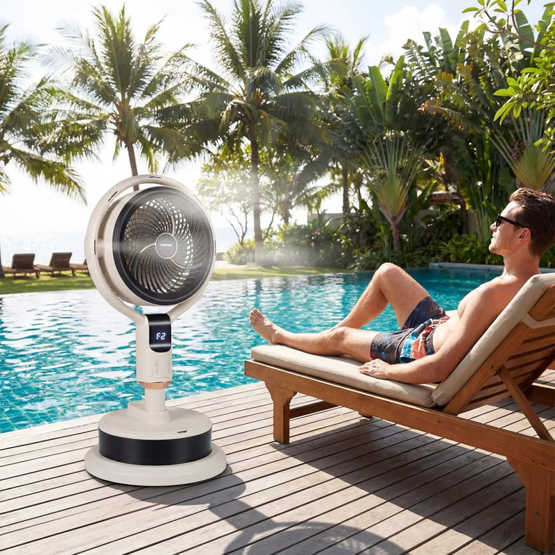 Misting Pedestal Fan Air Circulator with 90° Auto Oscillation Floor Standing Fan with 8 Speeds by DirectDeals