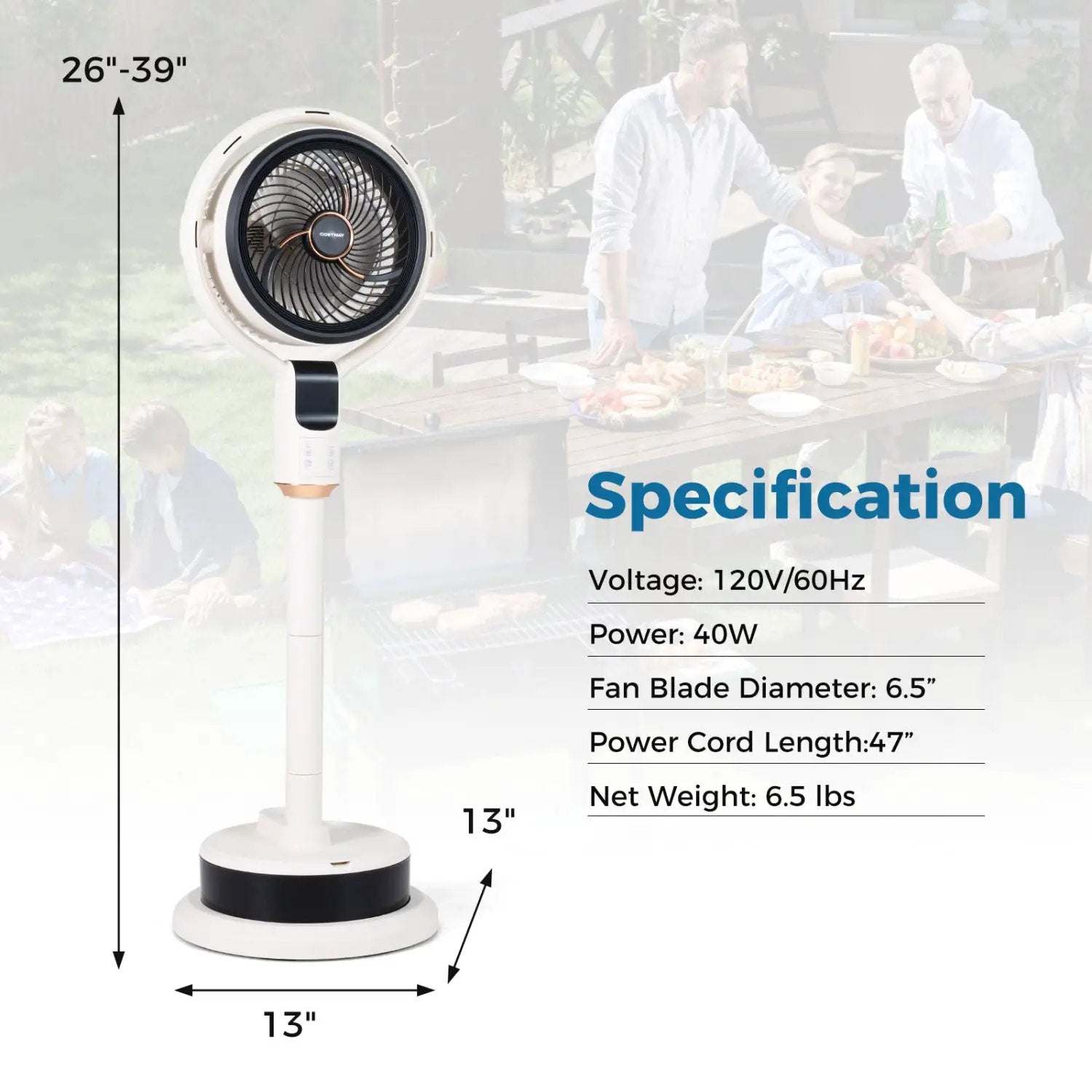 Misting Pedestal Fan Air Circulator with 90° Auto Oscillation Floor Standing Fan with 8 Speeds by DirectDeals