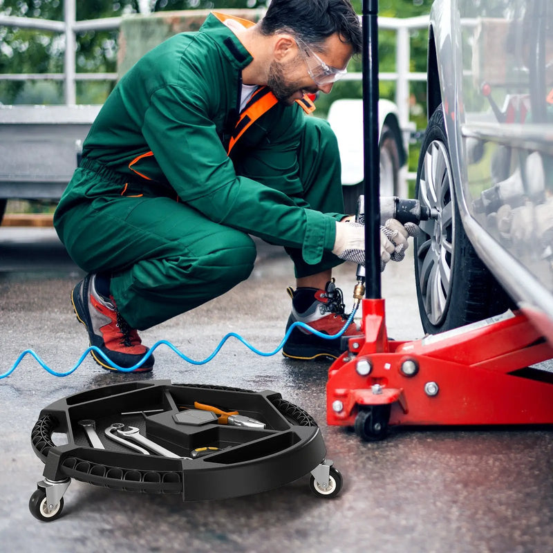 Mobile Automotive Tool Creeper with 3 Swivel Casters and 4 Compartments-Black by DirectDeals