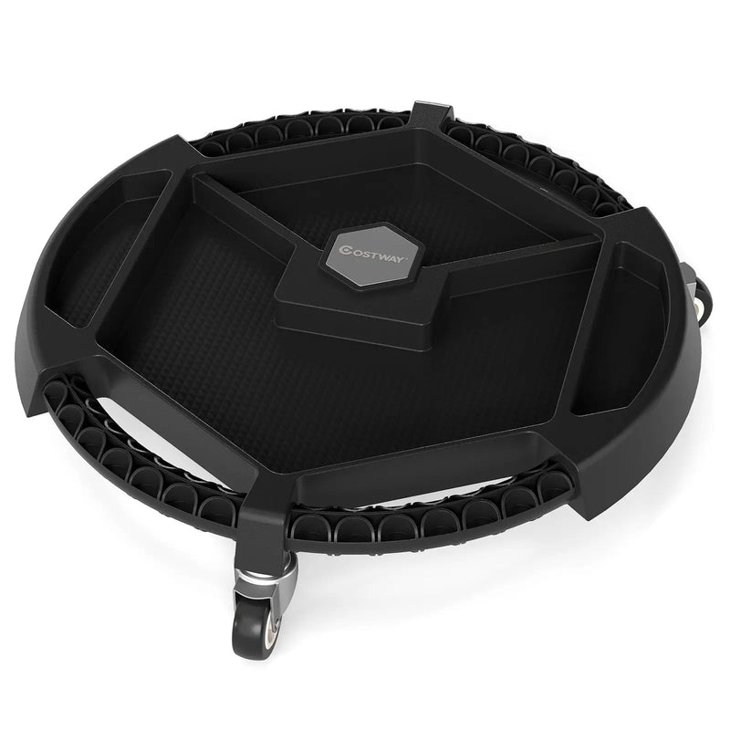 Mobile Automotive Tool Creeper with 3 Swivel Casters and 4 Compartments-Black by DirectDeals