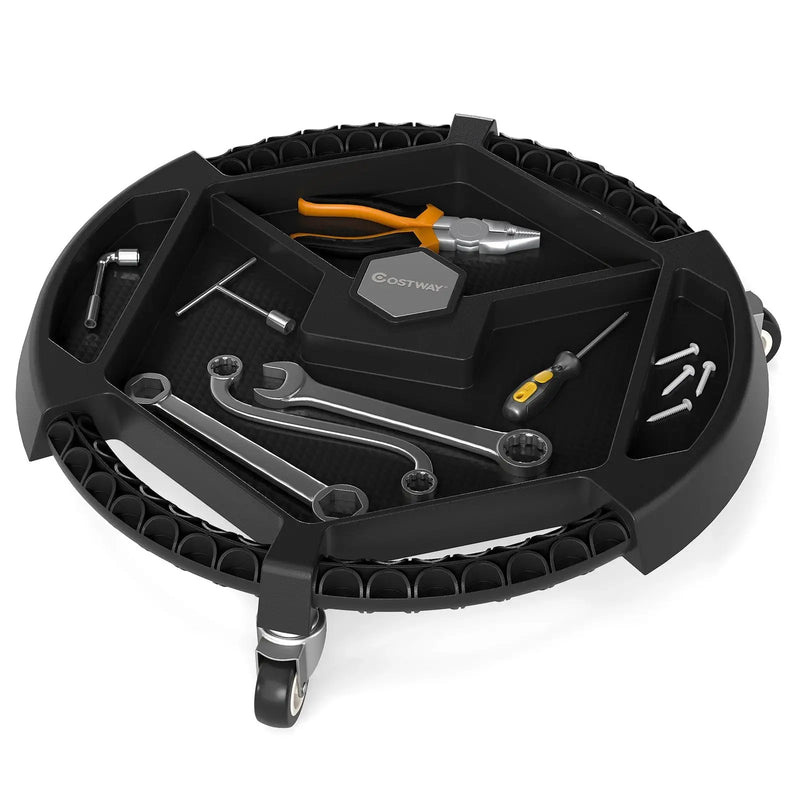Mobile Automotive Tool Creeper with 3 Swivel Casters and 4 Compartments-Black by DirectDeals