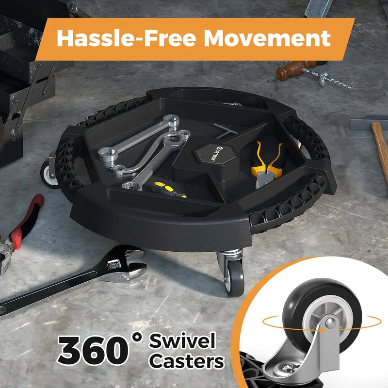 Mobile Automotive Tool Creeper with 3 Swivel Casters and 4 Compartments-Black by DirectDeals