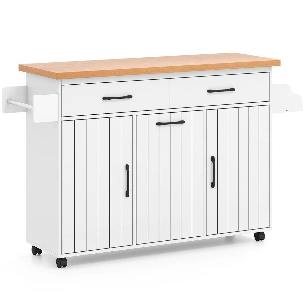Mobile Kitchen Island Table with Trash Bag Storage for Dining Room by DirectDeals